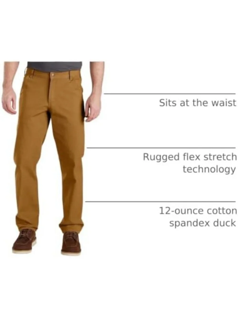 Men's Relaxed Straight Fit Rugged Flex Duck Dungaree Pants - Durable Workwear
